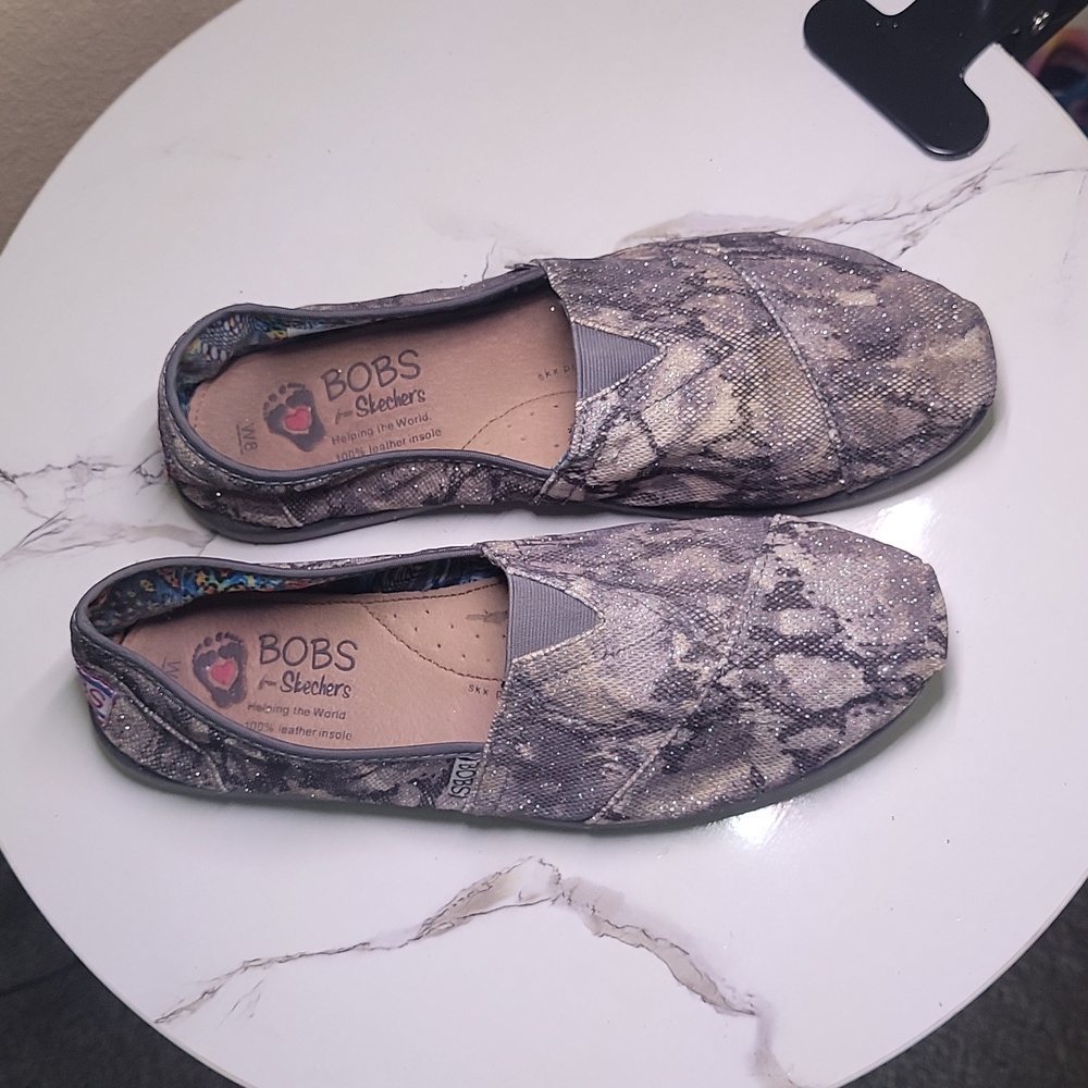 Bobs shiny snake print loafer style shoes